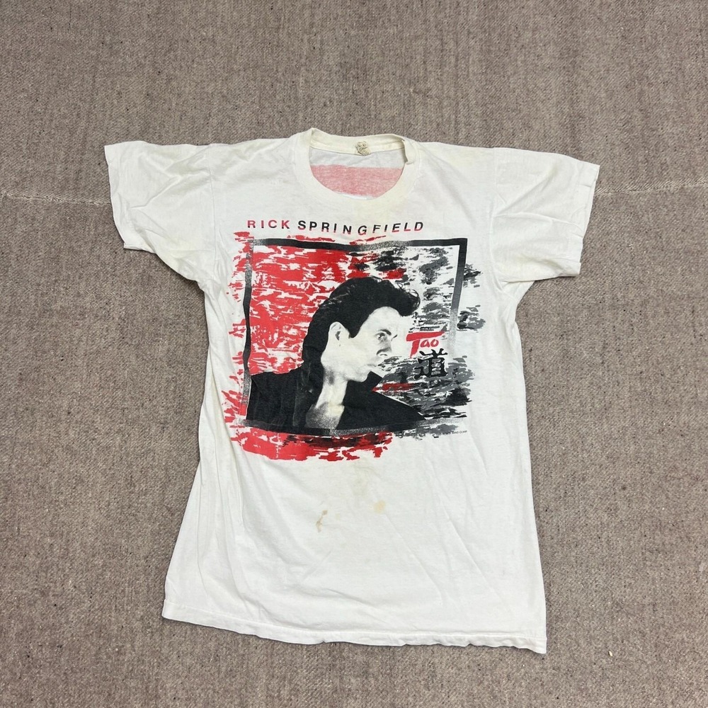 Vintage Rick Springfield Shirt Mens Small White 1980s Cathode Ray Tour